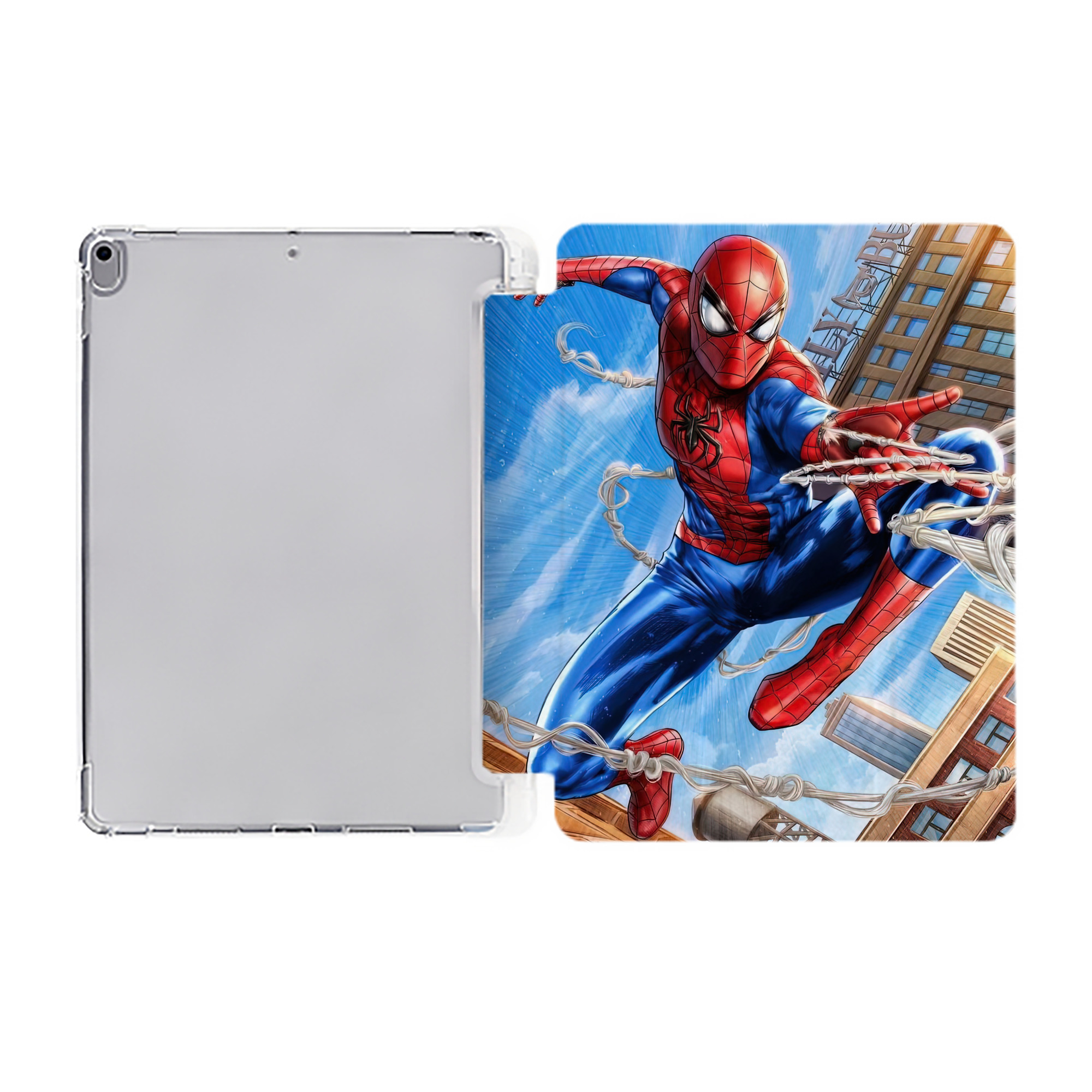 （画像用） Spider Man スパイダーマン IPad ケース ペン収納付き 三つ折りスタンド PUレザー×シリコン 対応機種9.5/10.5/10.9インチ